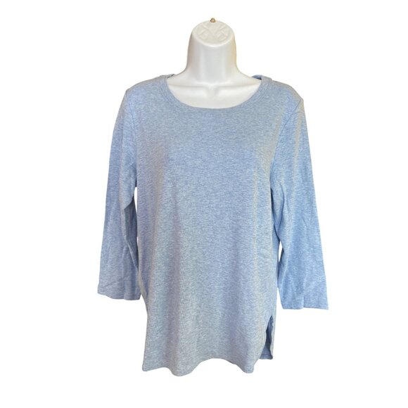 Tommy Bahama Top Women’s M Blue Cotton 3/4 Sleeve Scoop Neck Casual Coastal Chic - Picture 2 of 9